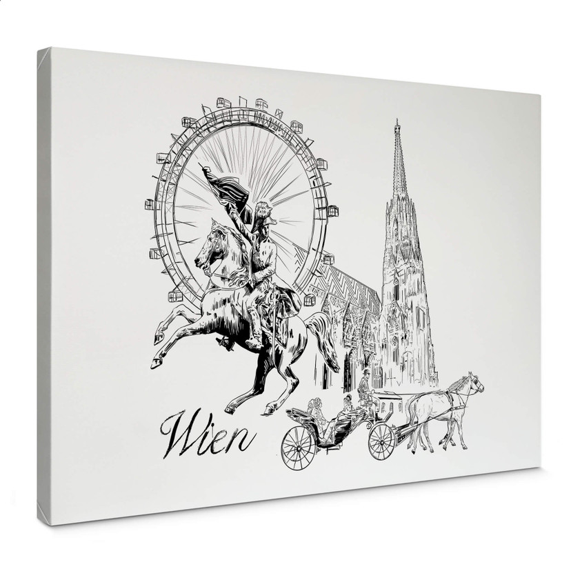 Obraz na płótnie Wiedeń - Czarno-biały - Love your City