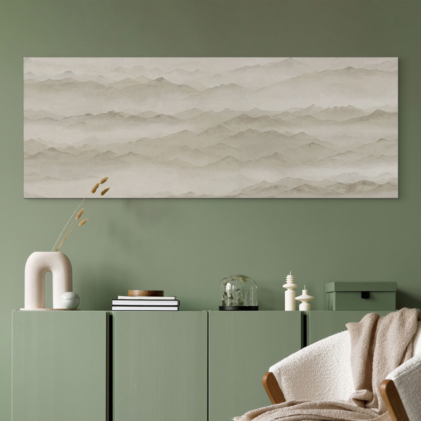 Tableau Roerich Peaks - Paysage Montagneux Beige - Sir Edward x Grigory Gladarev - Alu-Dibond