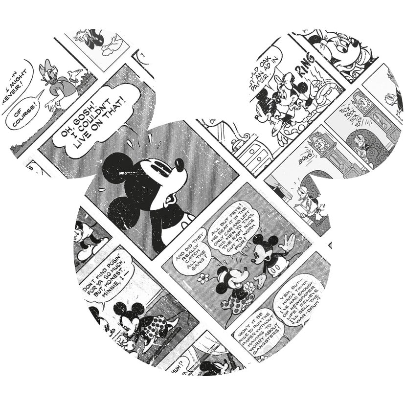 Selvklæbende vlies tapet - Mickey Head Comic Cartoon - 125 x 125 cm
