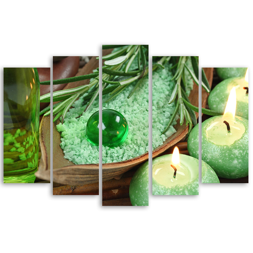 5 stykke lærredsprint Grøn Zen Spa Candle