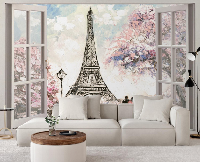 Fototapete Fensterblicklick Eiffelturm Paris France