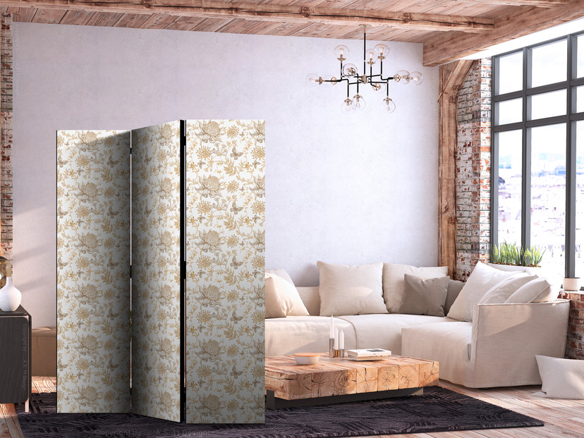 Paravent, Raumteiler freistehend, Trennwand - Beige Shades of Nature