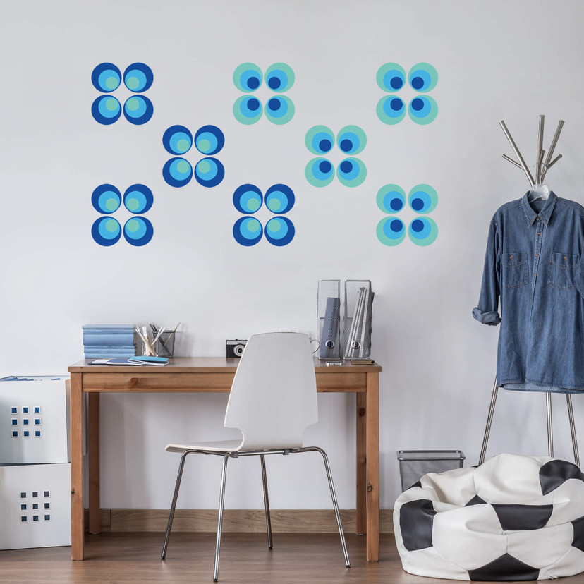 Sticker mural - Sphères bleues rétro