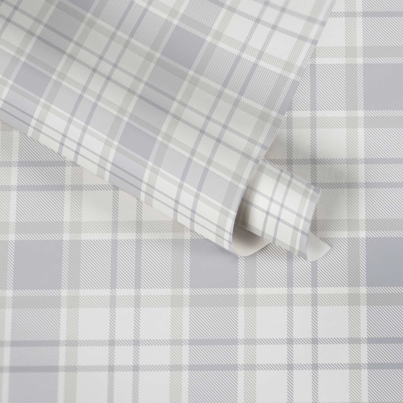 Stilfuldt tapet til børneværelset med ternet mønster i beige og grå - Made in Germany