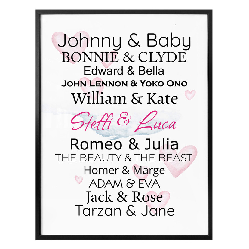 Poster coppie famose + Testo personalizzato
