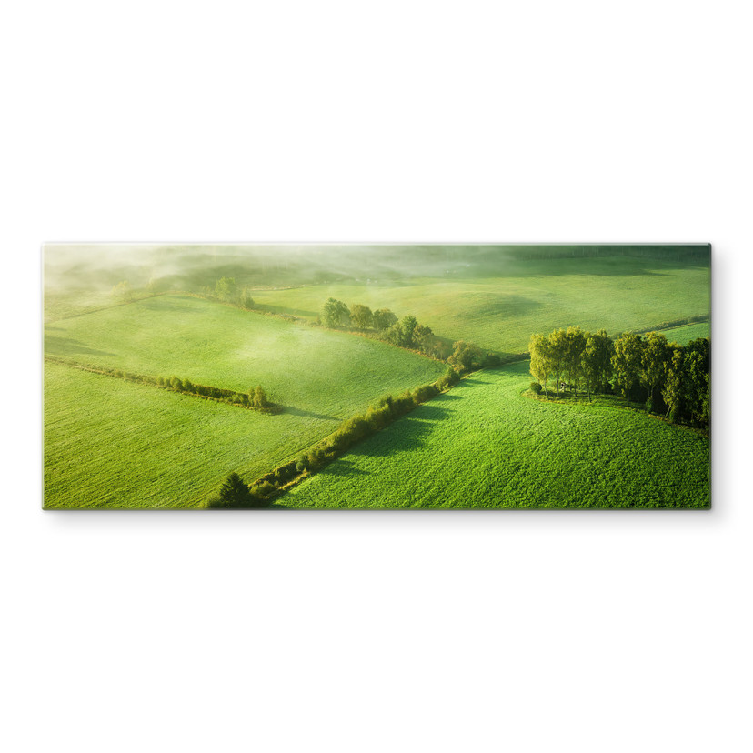 Panel szklany do kuchni Sielskie pola we mgle - Keller - Panorama