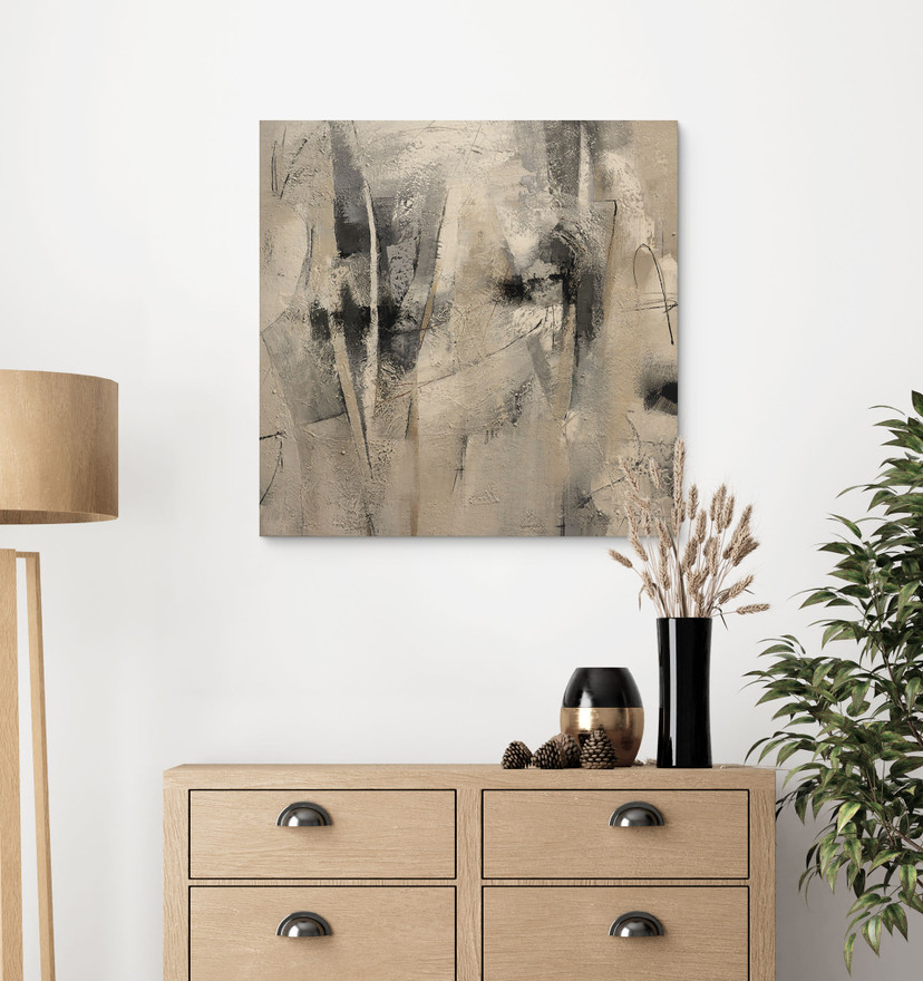 Plakat drewniany abstrakcyjny pejzaż - Fedrau - Kwadrat