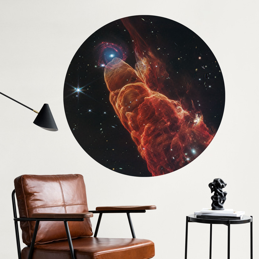 Naklejka na ścianę James Webb Telescope - Cosmic Whirlwind Herbig Haro 49/50 - Round