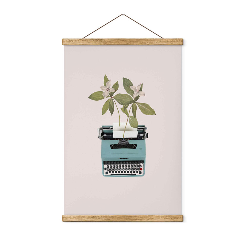 Obraz tkaniny Frida Floral Studio - Botaniczna maszyna do pisania