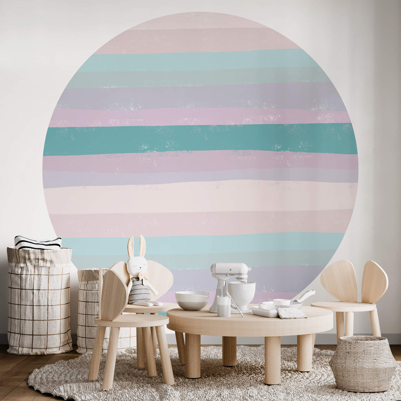 Papier peint photo rond Uplusmestudio - Coloured Stripes - papier peint intissé/papier peint intissé