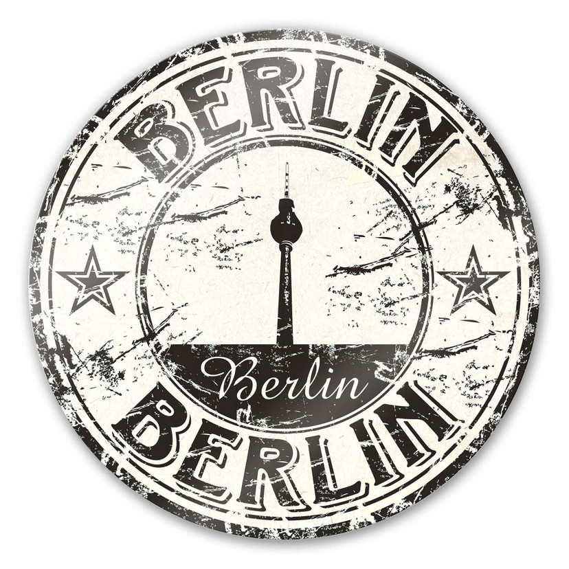 Tableau en verre - Cachet de la poste de Berlin - rond