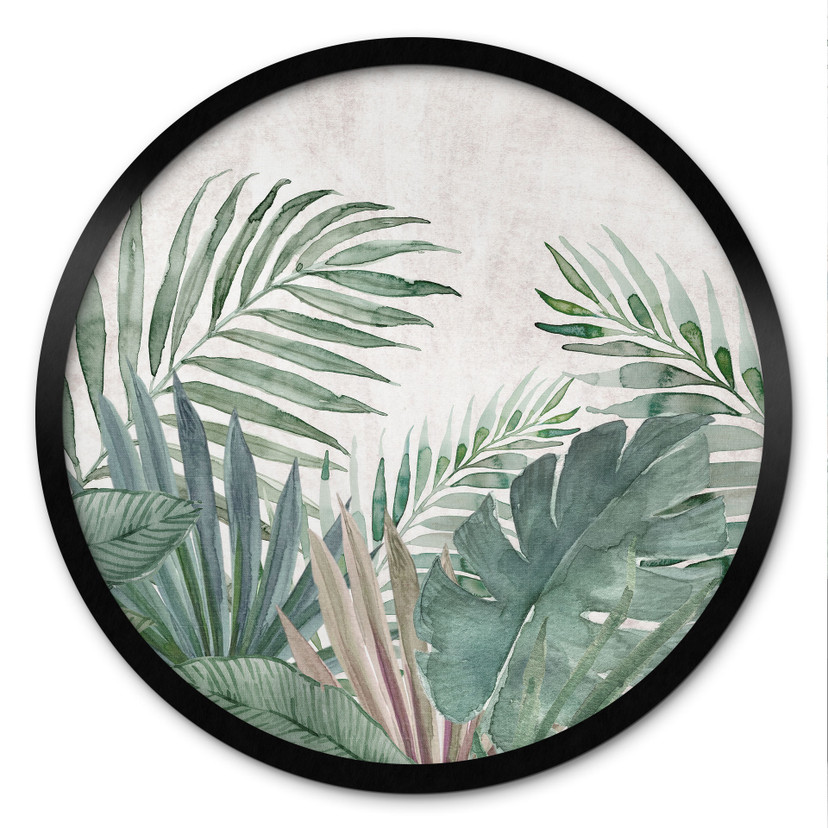 Plakat Jungle Leaves Green Watercolour - Bloomery Decor - okrągły