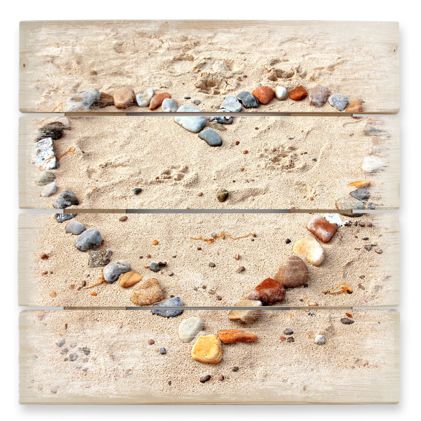 Obraz drewniany love beach - 40x41,5 cm