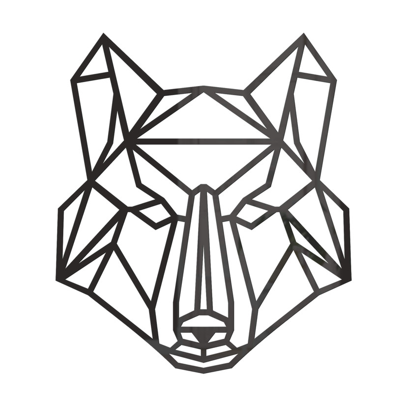 Akrylowa dekoracja origami z wilkiem