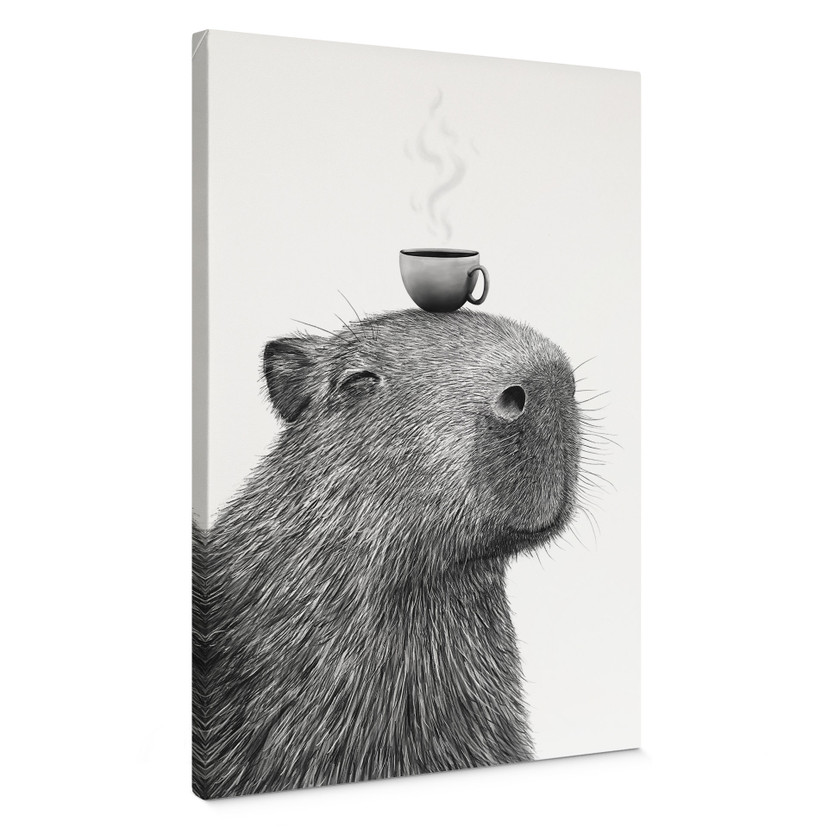 Canvas schilderij Capibara ochtendkoffie - Korenkova