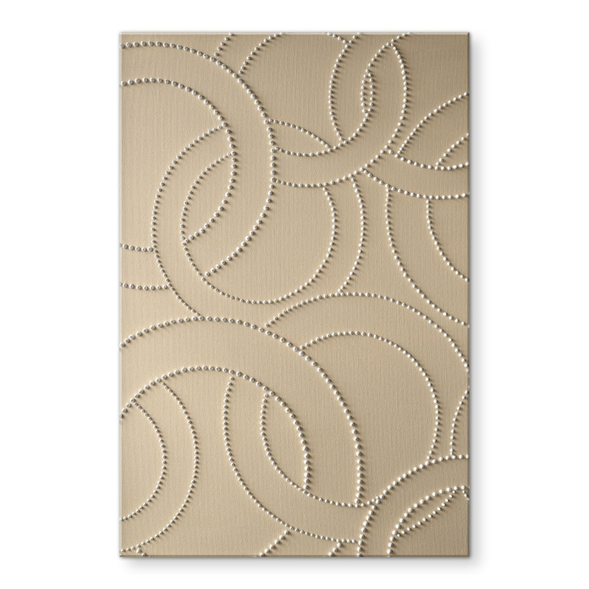 Tableau en verre acrylique avec formes - Anneaux abstraits beige - Grande