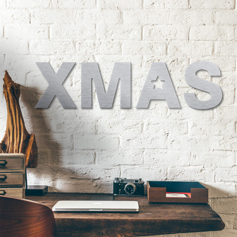 Aluminiowe litery Dibond - efekt srebra - XMAS