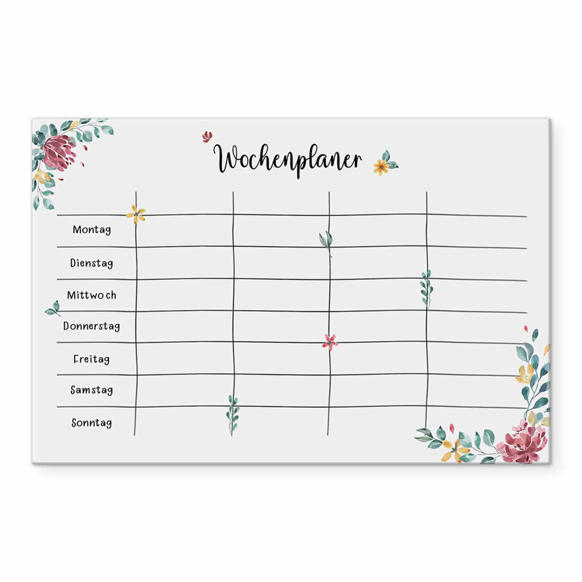 Memoboard Glas/Acryl Wochenplaner Familie - transparent