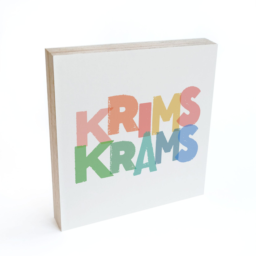 Holzbild zum Hinstellen - Krimskrams - 15x15 cm