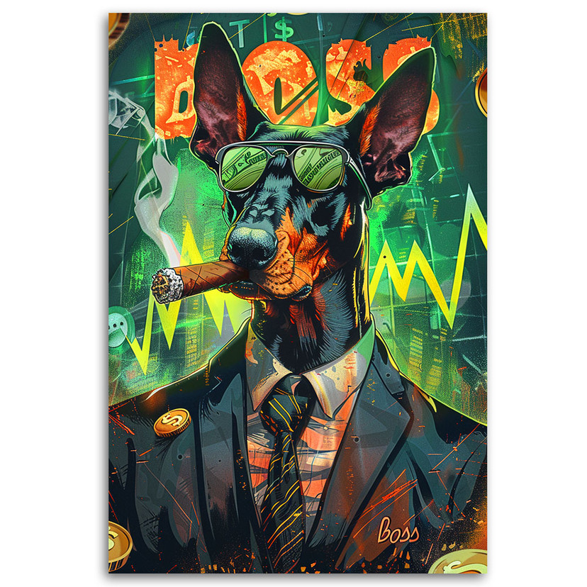 Canvasbillede, Farverig hund CEO AI