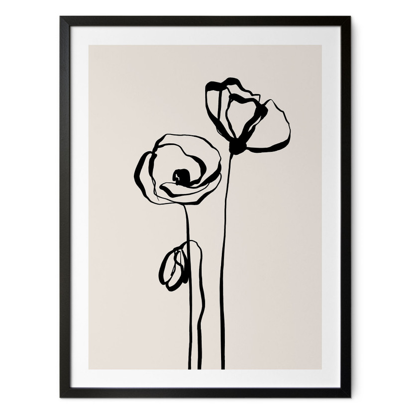 Poster Line Art Zwei Mohnblumen - Cats & Dotz