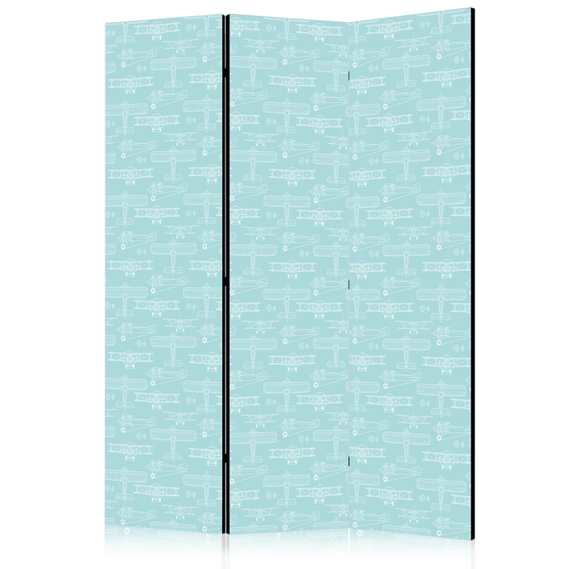 Paravent, Raumteiler freistehend, Trennwand - Sketch: Airplane Outline on Turquoise