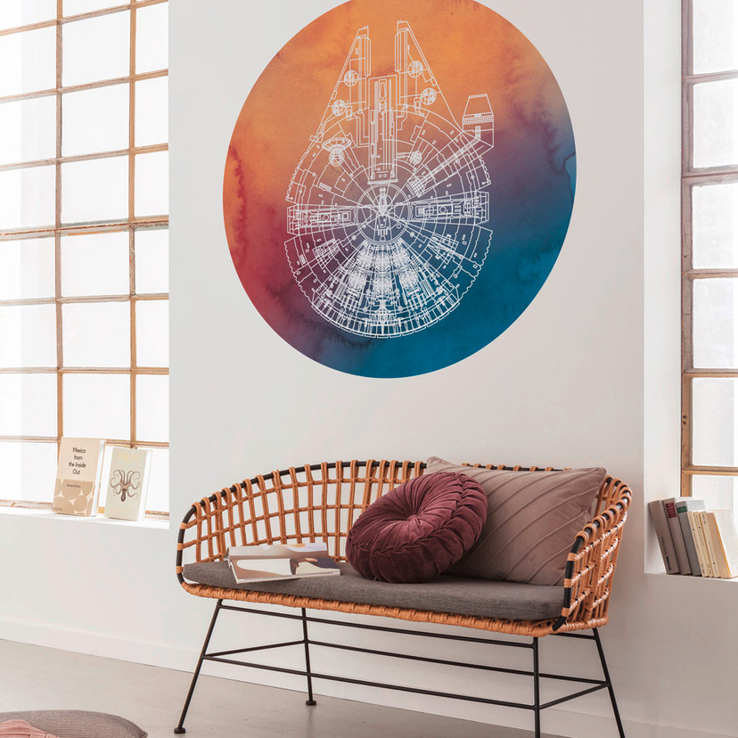 Selbstklebende Vlies Fototapete - Star Wars Millennium Falcon - 125 x 125 cm
