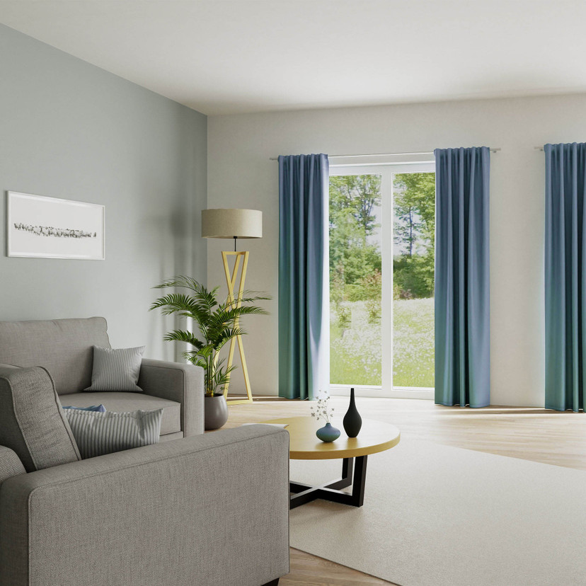 Homing Fertigschal mit verdeckten Schlaufen Galdin bleu -  2,45 x 1,4 m