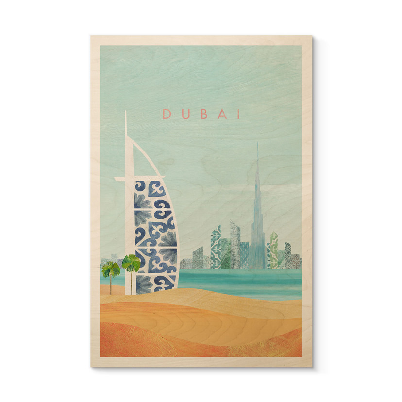 Plakat drewniany plaży w Dubaju - Burj Al Arab - Rivers