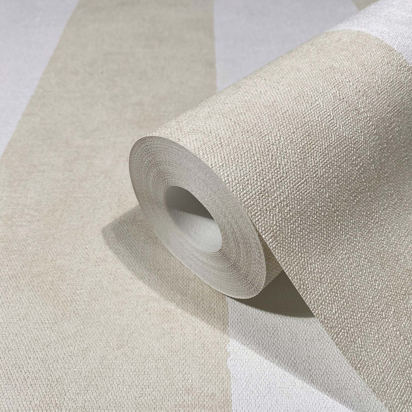 Stribet tapet, non-woven Shades Iconic hvid beige