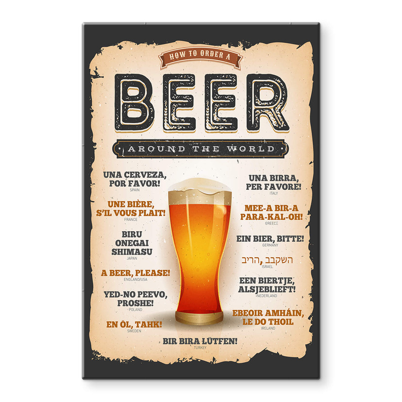 Tableau sur verre How to order a beer around the world