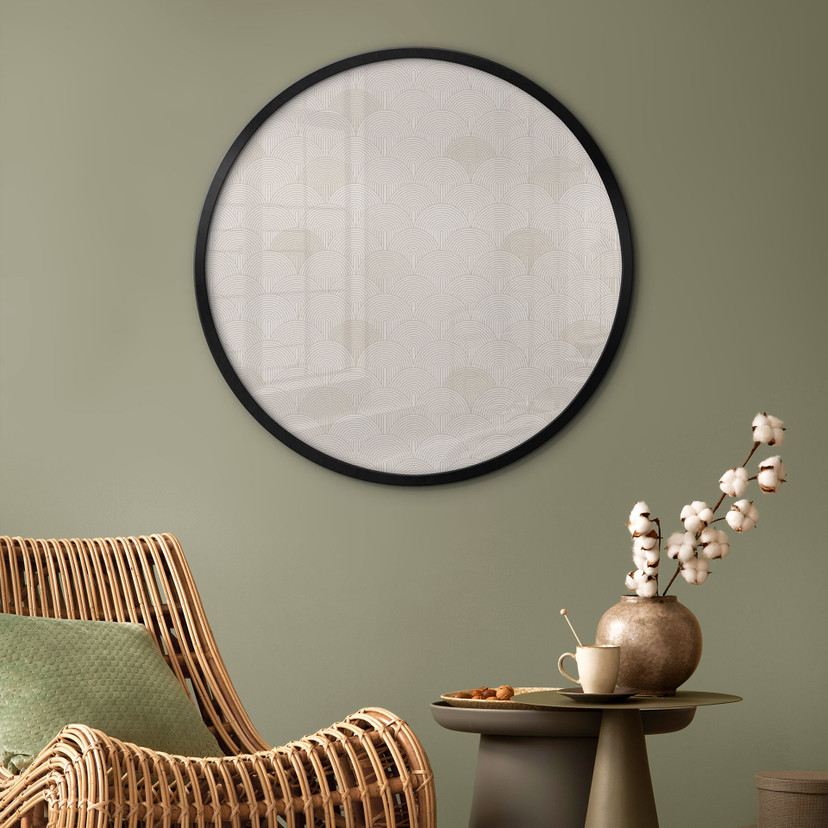 Plakat Abstrakcyjne półkola w delikatnym beżu - Bloomery Decor - okrągły