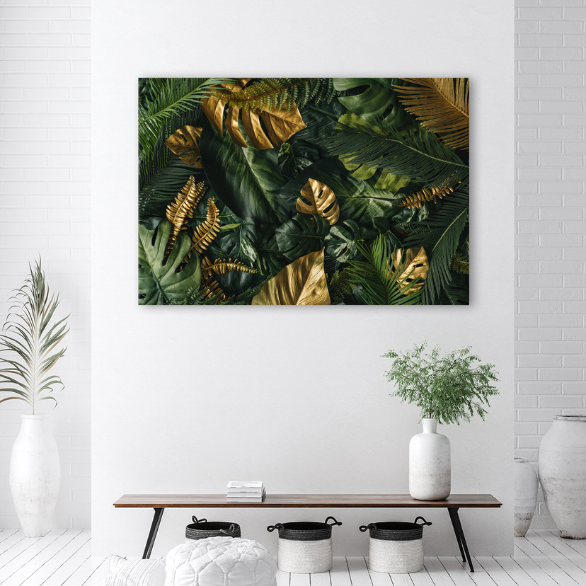 Canvasbillede, Tropiske monstera blade planter