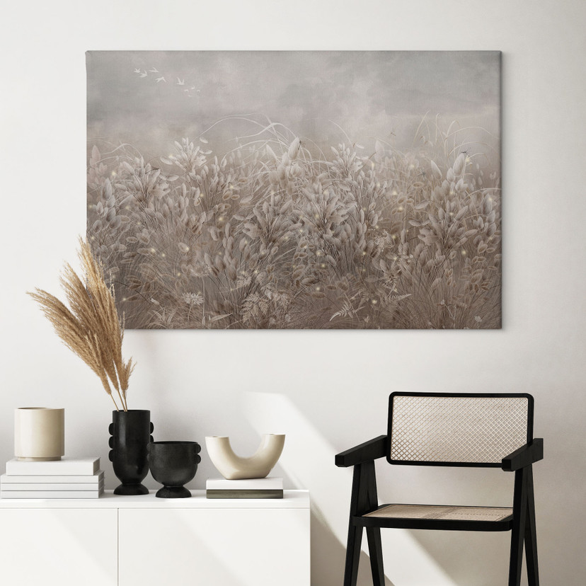 Canvas schilderij Pampasgras en grassen in beige - Ms Tiff