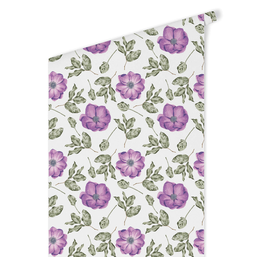 Tapet med mønster - akvarelblomster 05 - violet