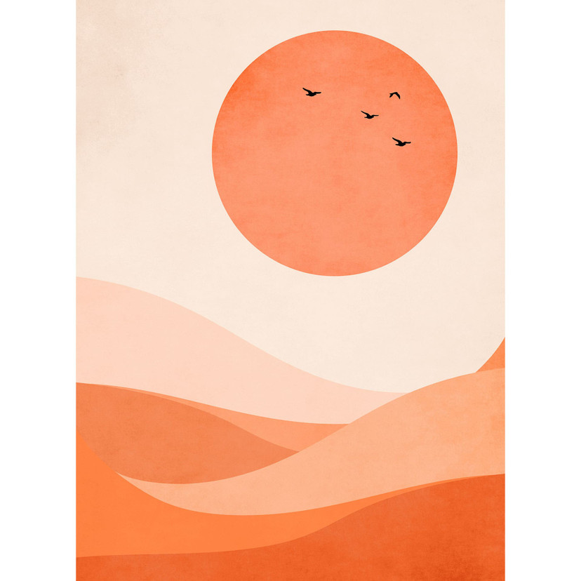Papier peint photo Paysage harmonieux orange - Kubistika