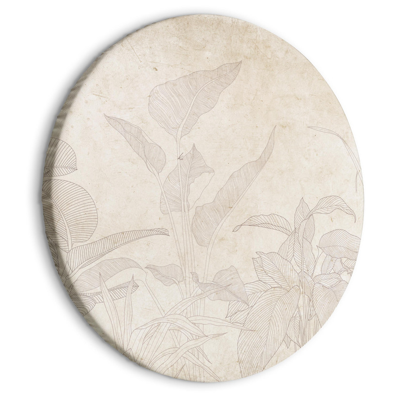 Rundes Leinwandbild Gedämpftes exotisches Grün in Beige