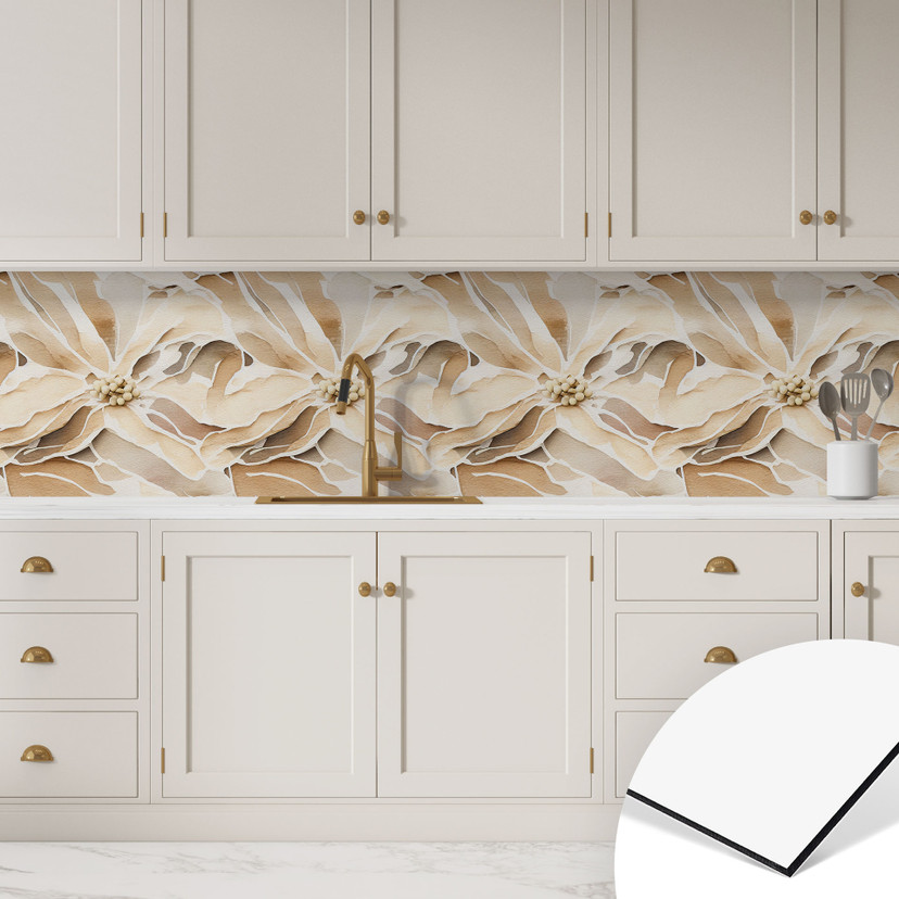 Rivestimento cucina Grandi fiori beige - Treechild