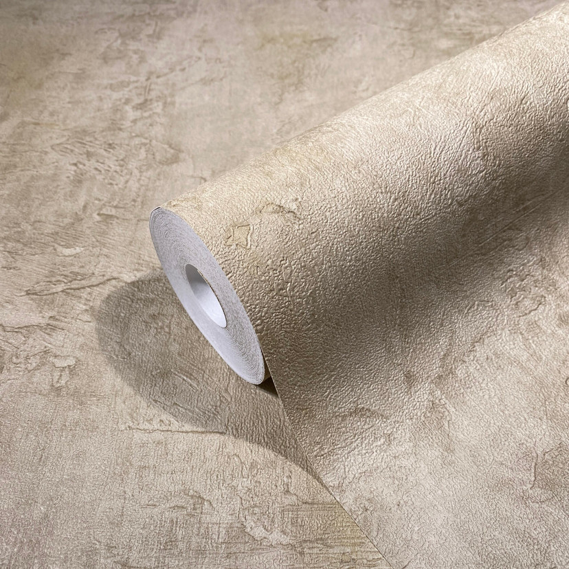 Non-woven tapet i betonlook, ensfarvet brun Tekstur