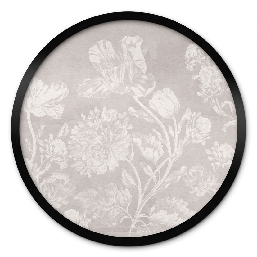 Plakat Wildflowers in chalk look Beige - Bloomery Decor - okrągły