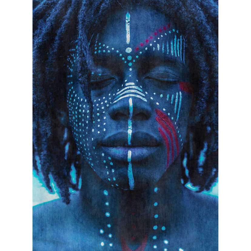 Fotomural tradicional con personas - Mikala papel pintado no tejido azul