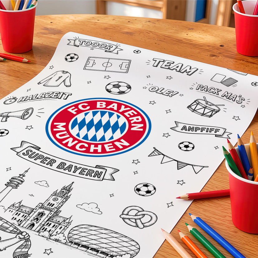 FC Bayern kleurbehang – Behang om te kleuren voor kinderen - 48x200 cm