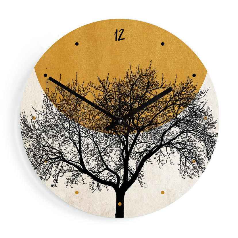 Wanduhr aus Glas - Kubistika - Wintermorgen - Ø 30 cm