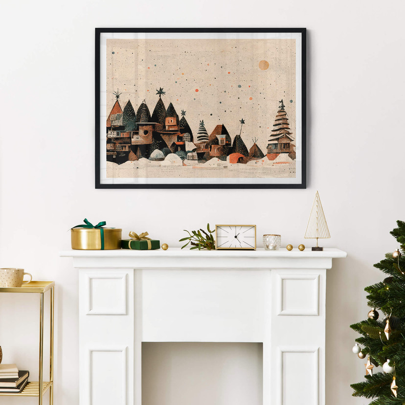 Plakat zimowy - Świąteczne miasteczko - Treechild