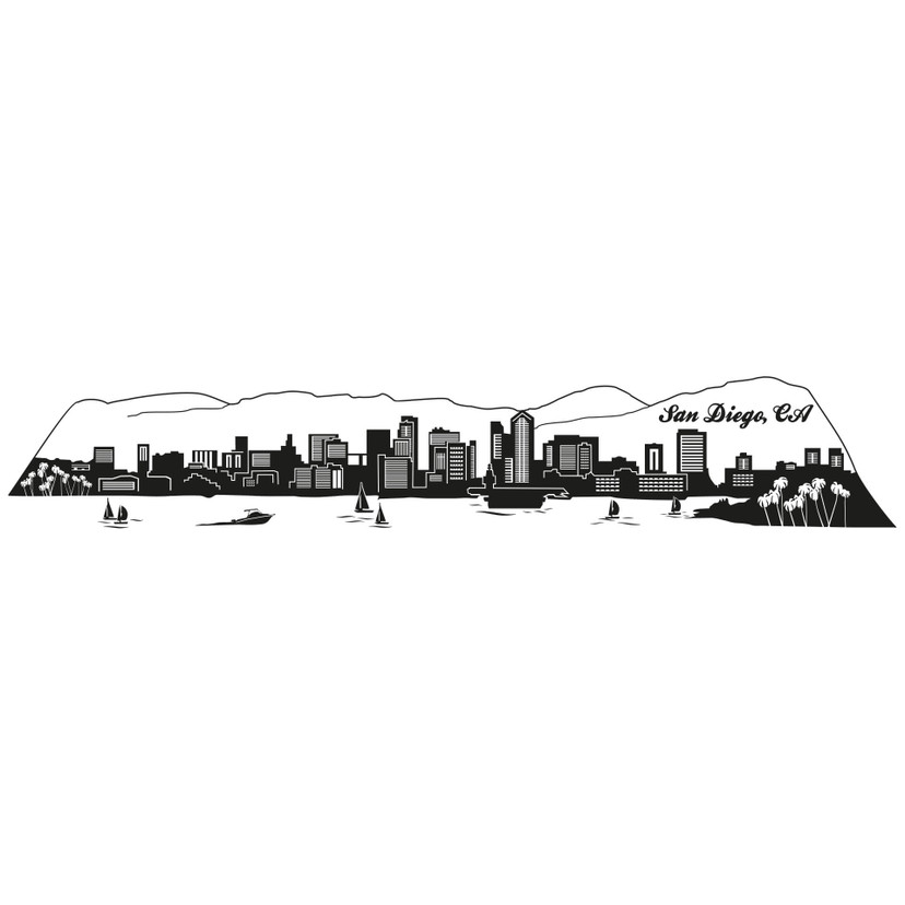 Sticker mural - San Diego skyline
