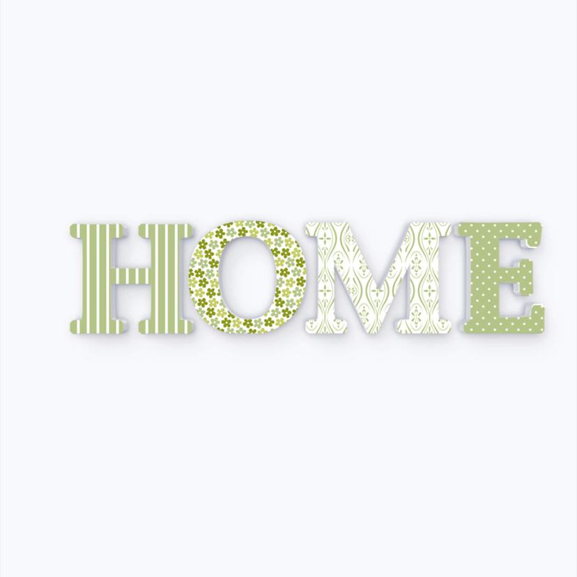 Litery dekoracyjne 3D HOME zielone