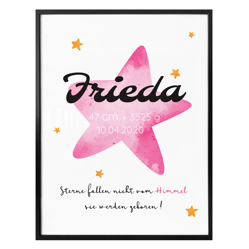 Personalisiertes Poster Sterne fallen nicht vom Himmel (rosa)