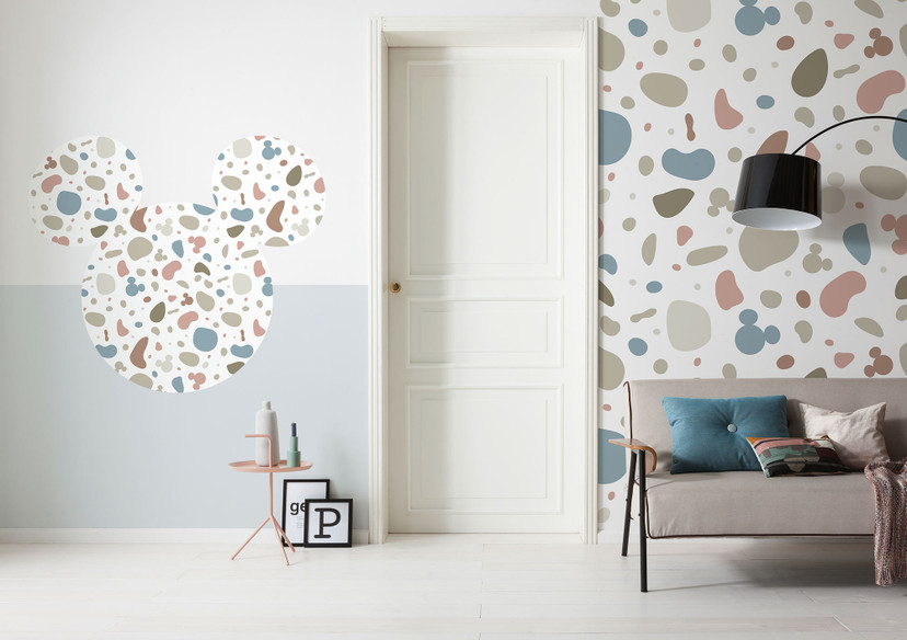 Selvklæbende non-woven tapet - Mickey Head Terrazzo Bambino - 125 x 125 cm