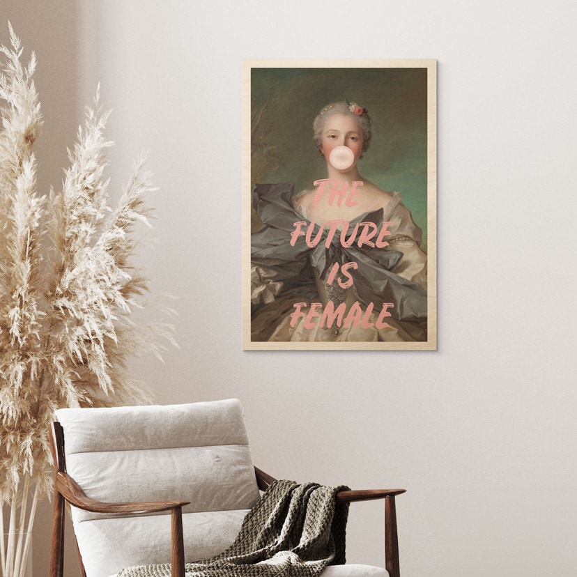Houten Wanddecoratie De toekomst is vrouwelijk - Grace Digital Art
