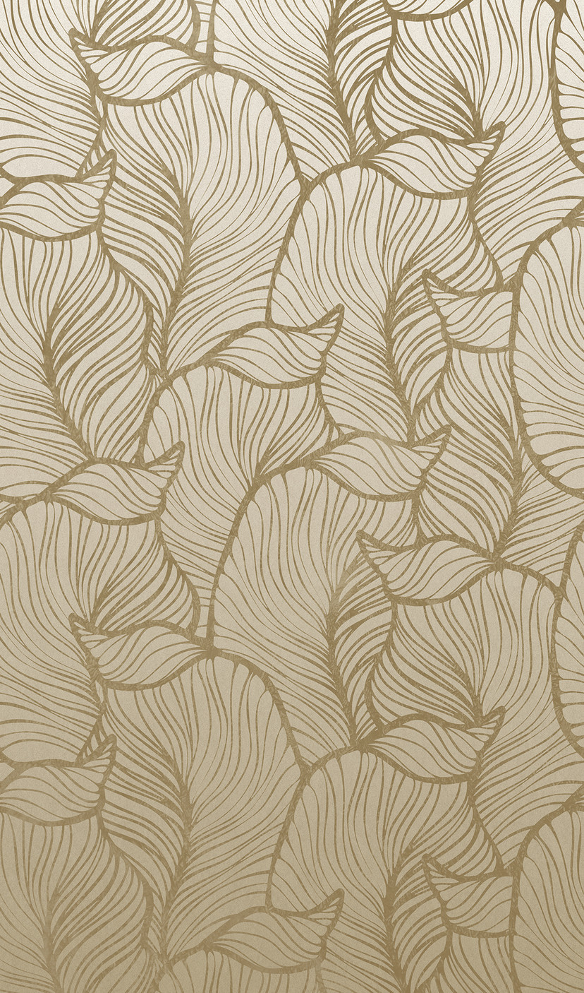 Abstrakt bladmønster tapet Beige, Blomster 2,70 x 1,59 m